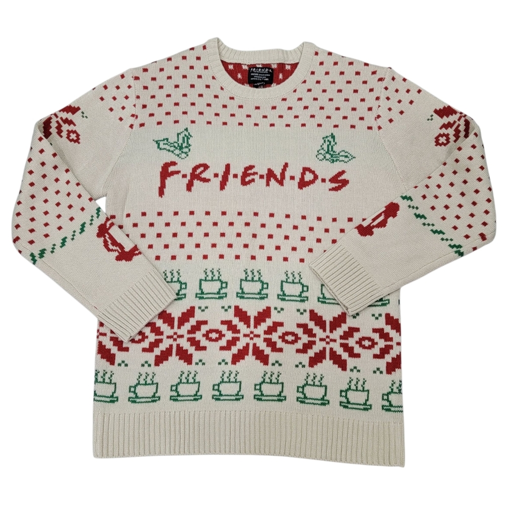 Friends Unisex Crewneck Knit Sweater TV Series Snowflakes Coffee Mugs Men’s M